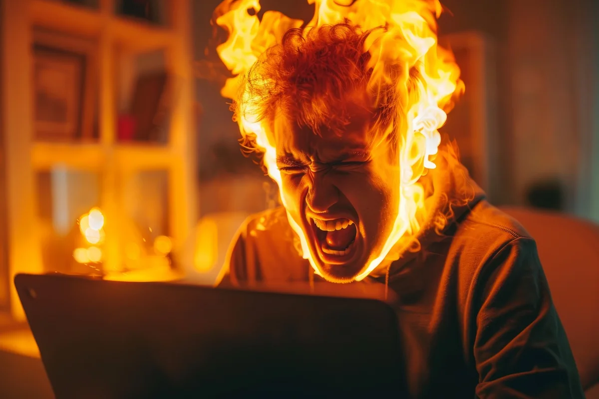 Técnico realizando a limpeza interna e troca de pasta térmica de um notebook gamer que estava sofrendo com superaquecimento.